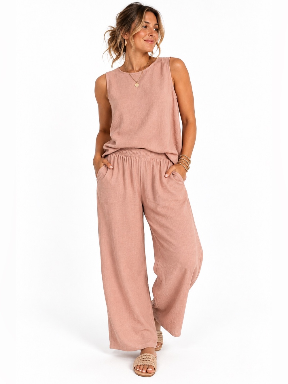 Oddi Tan Tank & Pant Casual Set